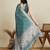 Teal ethnic motifs printed zari saree