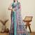 Pink abstract print zari saree with unstitched blouse piece