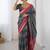 Charcoal bandhani emblelished charcoal pure cotton saree