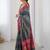 Charcoal bandhani emblelished charcoal pure cotton saree