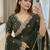 Green ethnic motifs embroidered poly georgette designer saree