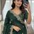 Green embellished embroidered poly georgette heavy work saree