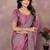 Purple embellished embroidered silk blend heavy work saree with matching blouse piece