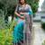 Teal silk blend tussar saree