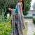 Teal silk blend tussar saree