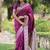 Purple burgundy soft banarasi silk zari weaving saree matching blouse piece