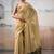 Beige colourblocked zari tissue saree with contrast blouse piece