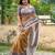 Beige printed tussar saree