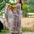 Beige printed tussar saree