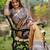 Beige printed tussar saree