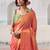 Peach colourblocked tissue zari weaving saree with contrast blouse piece