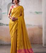 Yellow zari tissue handloom saree