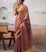 Pink woven design zari tissue saree