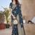 Teal ethnic motifs woven design zari banarasi saree with unstitched blouse piece
