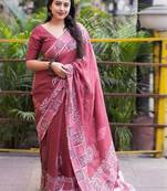Pink batik chanderi saree