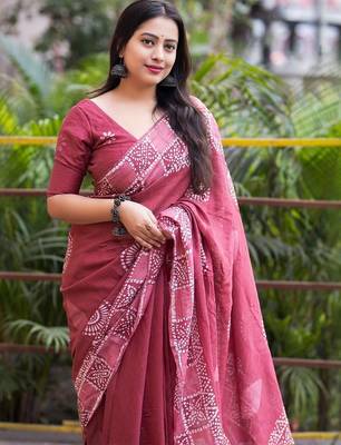Pink batik chanderi saree 2