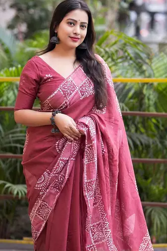 Pink batik chanderi saree
