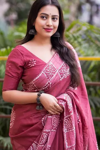 Pink batik chanderi saree