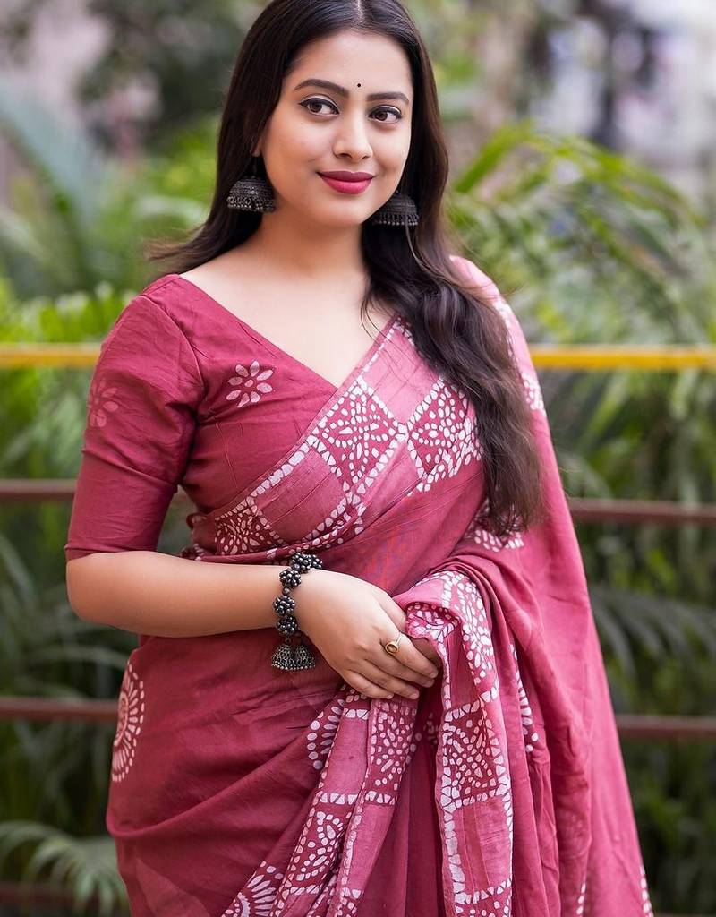 Pink batik chanderi saree