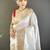 White soft silk paithani saree with unstitched blouse piece