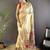 Cream soft silk paithani saree with unstitched blouse piece