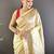 Cream soft silk paithani saree with unstitched blouse piece
