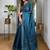 Teal embellished embroidered silk blend saree