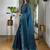 Teal embellished embroidered silk blend saree