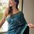 Teal embellished embroidered silk blend saree