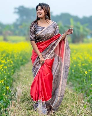 Pink silk blend tussar saree 1