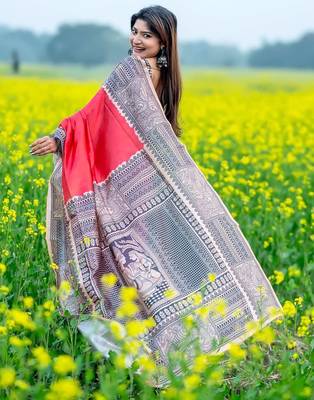 Pink silk blend tussar saree 3