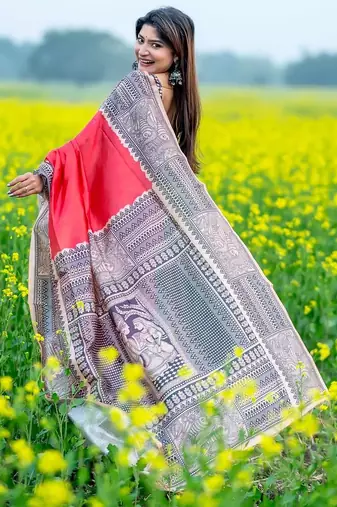 Pink silk blend tussar saree