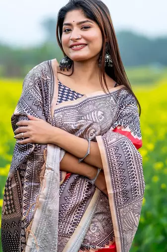 Pink silk blend tussar saree