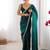 Teal sequinned satin saree