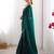Teal sequinned satin saree