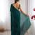 Teal sequinned satin saree