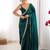 Teal sequinned satin saree