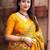 Yellow kalamkari printed woven design zari saree