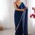 Blue sequinned satin saree