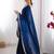 Blue sequinned satin saree