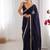 Blue solid sequinned saree with unstitched blouse piece
