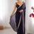 Blue solid sequinned saree with unstitched blouse piece