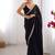 Black sequinned embellished satin saree with blouse piece