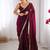 Maroon sequinned satin saree matching blouse piece