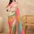 Multicolor ombre beads and stones satin saree