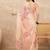 Peach floral beads and stones satin leheriya saree