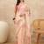 Peach floral beads and stones satin leheriya saree