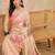 Peach floral beads and stones satin leheriya saree