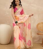 Peach tie and dye satin saree