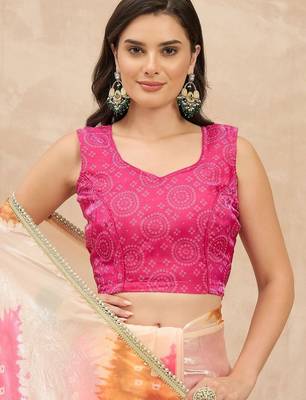 Peach tie and dye satin saree 4